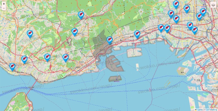 兵庫県のマンダイの店舗地図
