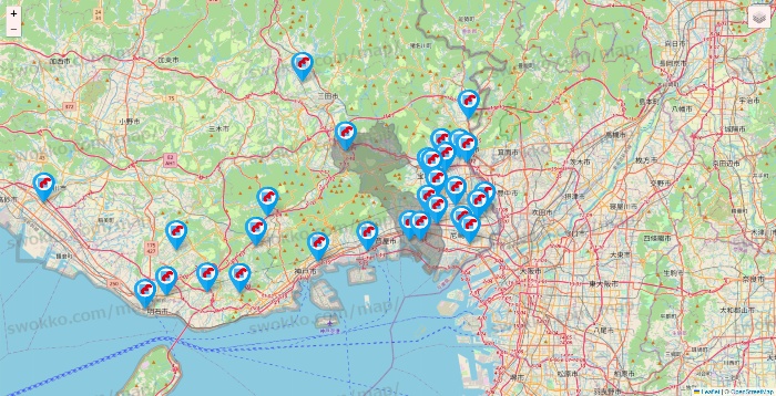 兵庫県のマンダイの店舗地図