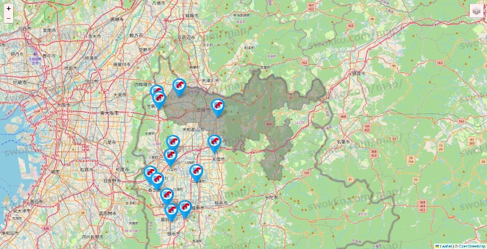 奈良県のマンダイの店舗地図