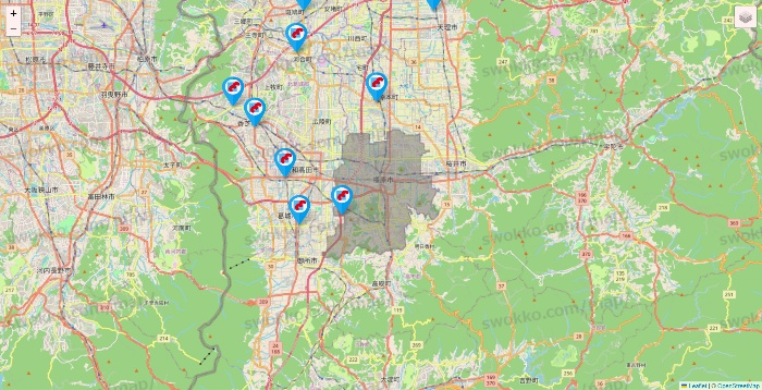 奈良県のマンダイの店舗地図