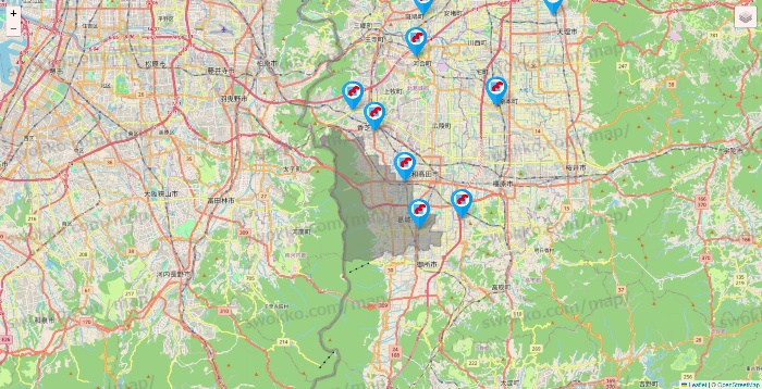 奈良県のマンダイの店舗地図