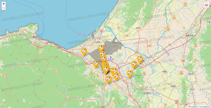 北海道のまねきねこの店舗地図
