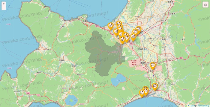 北海道のまねきねこの店舗地図