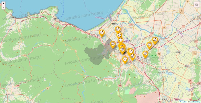 北海道のまねきねこの店舗地図