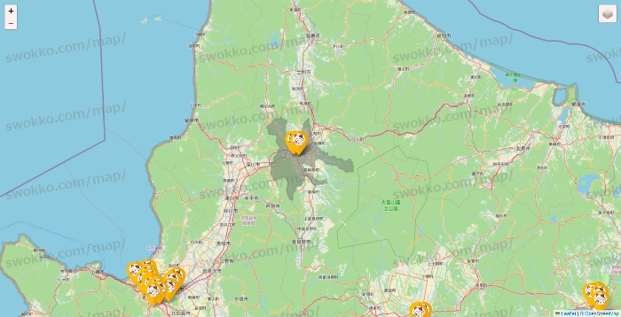 北海道のまねきねこの店舗地図