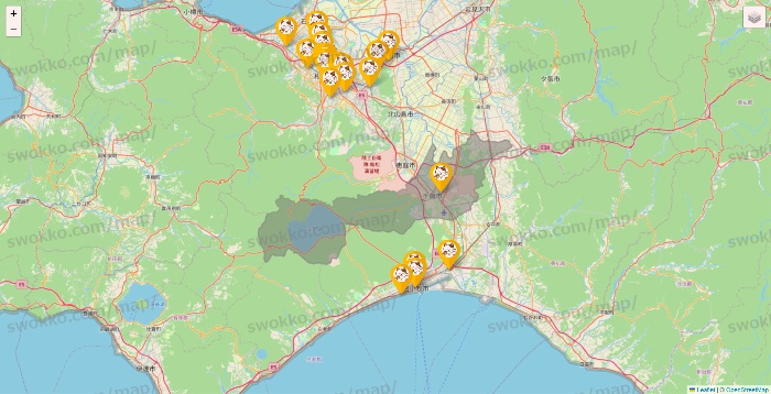 北海道のまねきねこの店舗地図
