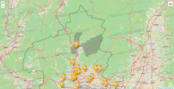 群馬県のまねきねこの店舗地図