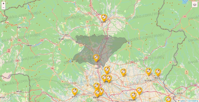 群馬県のまねきねこの店舗地図