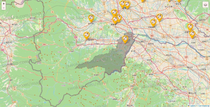 群馬県のまねきねこの店舗地図