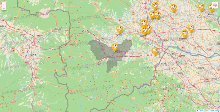 群馬県のまねきねこの店舗地図