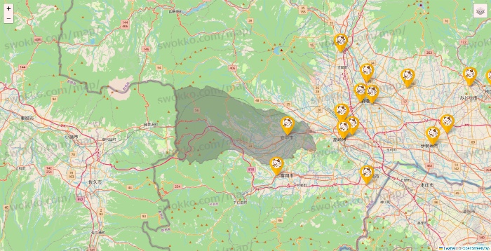 群馬県のまねきねこの店舗地図