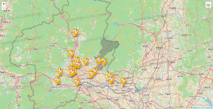 群馬県のまねきねこの店舗地図