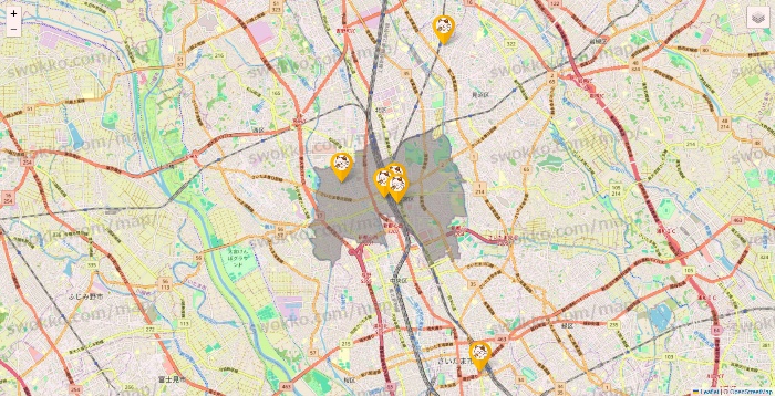 埼玉県のまねきねこの店舗地図
