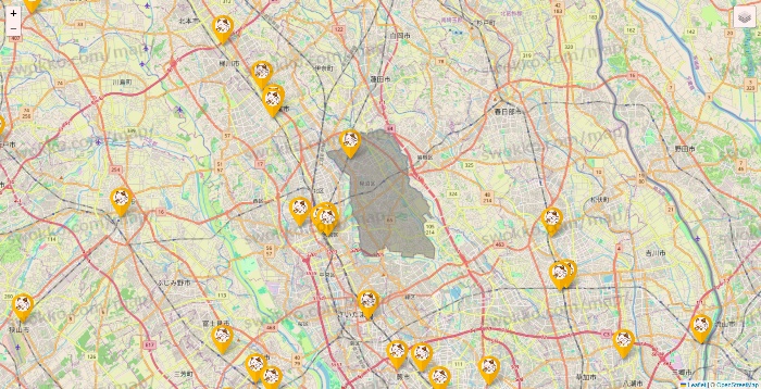埼玉県のまねきねこの店舗地図