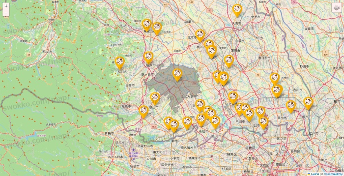 埼玉県のまねきねこの店舗地図