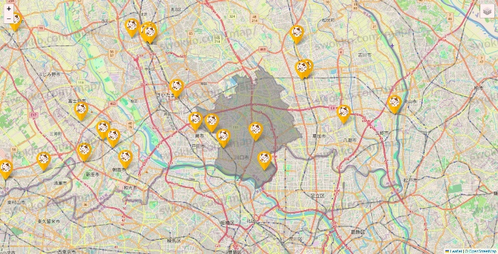 埼玉県のまねきねこの店舗地図