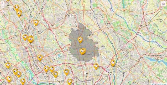 埼玉県のまねきねこの店舗地図