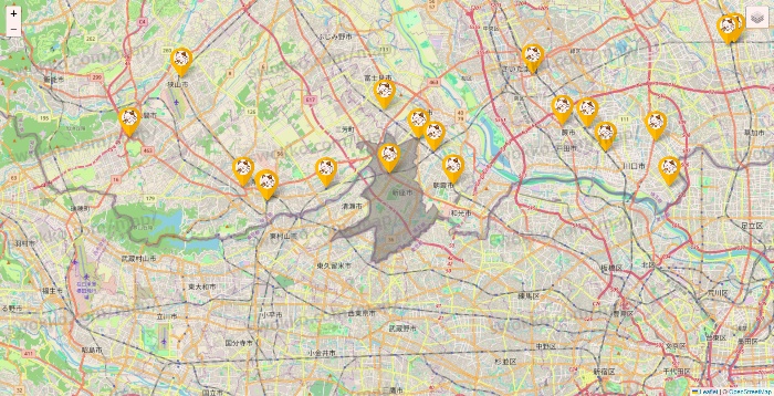 埼玉県のまねきねこの店舗地図