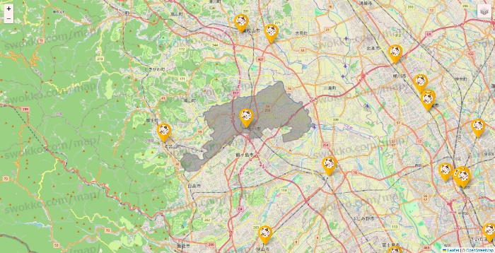 埼玉県のまねきねこの店舗地図