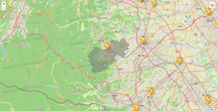 埼玉県のまねきねこの店舗地図