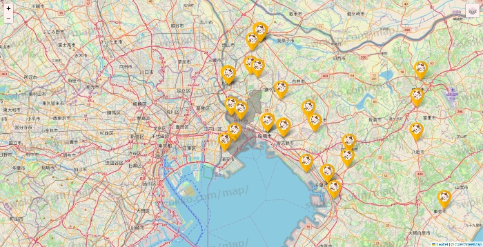 千葉県のまねきねこの店舗地図