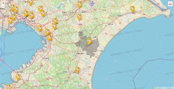 千葉県のまねきねこの店舗地図