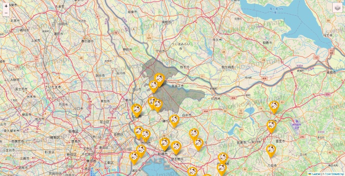 千葉県のまねきねこの店舗地図