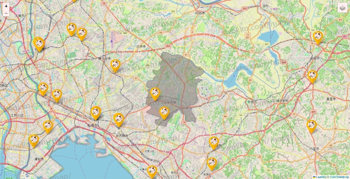 千葉県のまねきねこの店舗地図
