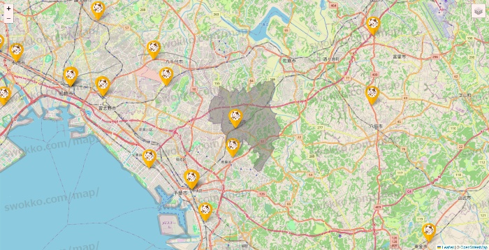 千葉県のまねきねこの店舗地図