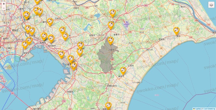 千葉県のまねきねこの店舗地図