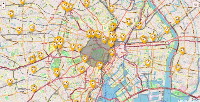 東京都のまねきねこの店舗地図