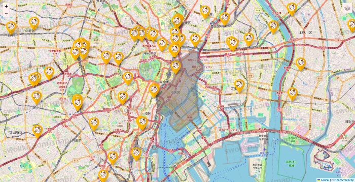 東京都のまねきねこの店舗地図