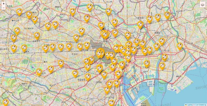 東京都のまねきねこの店舗地図