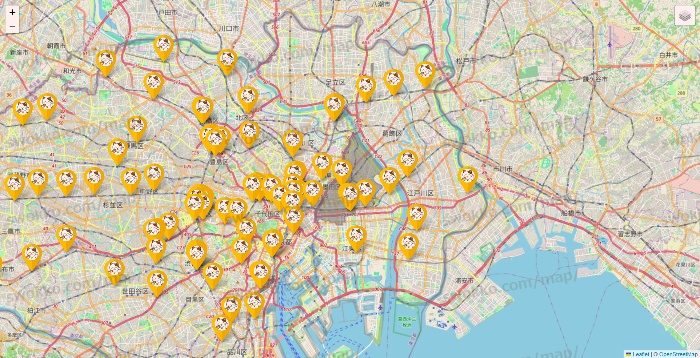 東京都のまねきねこの店舗地図