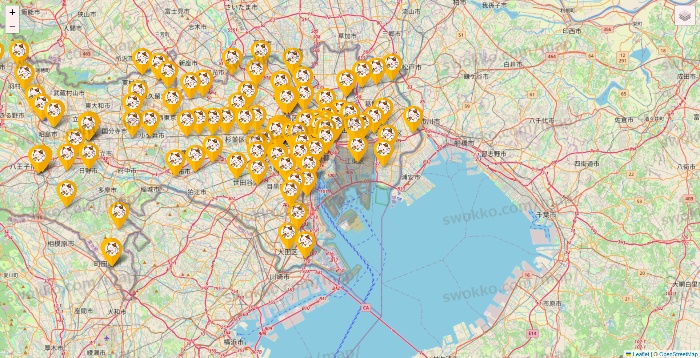 東京都のまねきねこの店舗地図