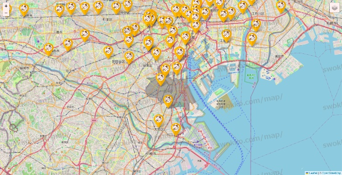 東京都のまねきねこの店舗地図