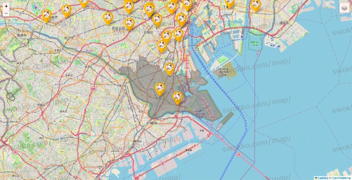 東京都のまねきねこの店舗地図