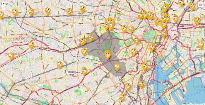 東京都のまねきねこの店舗地図