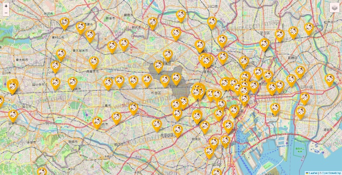 東京都のまねきねこの店舗地図