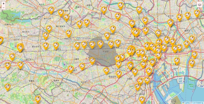 東京都のまねきねこの店舗地図