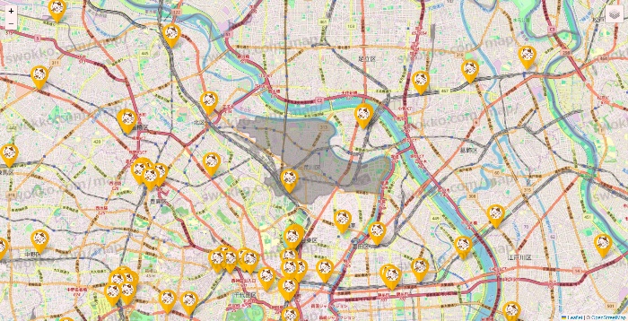 東京都のまねきねこの店舗地図
