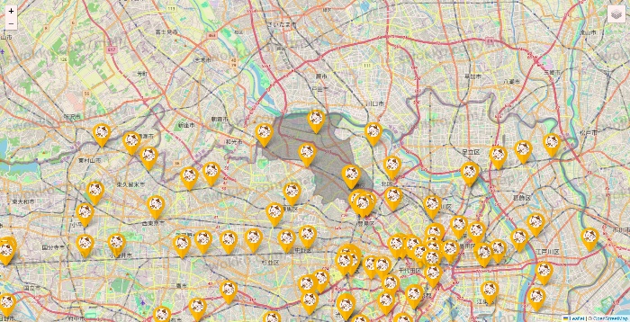 東京都のまねきねこの店舗地図