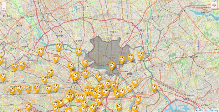 東京都のまねきねこの店舗地図