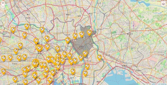 東京都のまねきねこの店舗地図