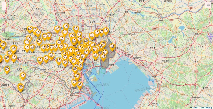 東京都のまねきねこの店舗地図