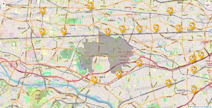 東京都のまねきねこの店舗地図