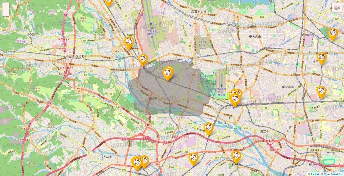 東京都のまねきねこの店舗地図