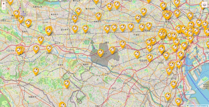 東京都のまねきねこの店舗地図