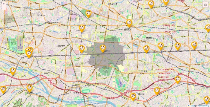 東京都のまねきねこの店舗地図