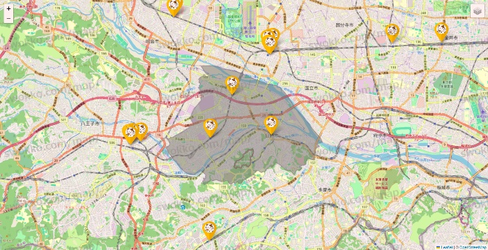 東京都のまねきねこの店舗地図